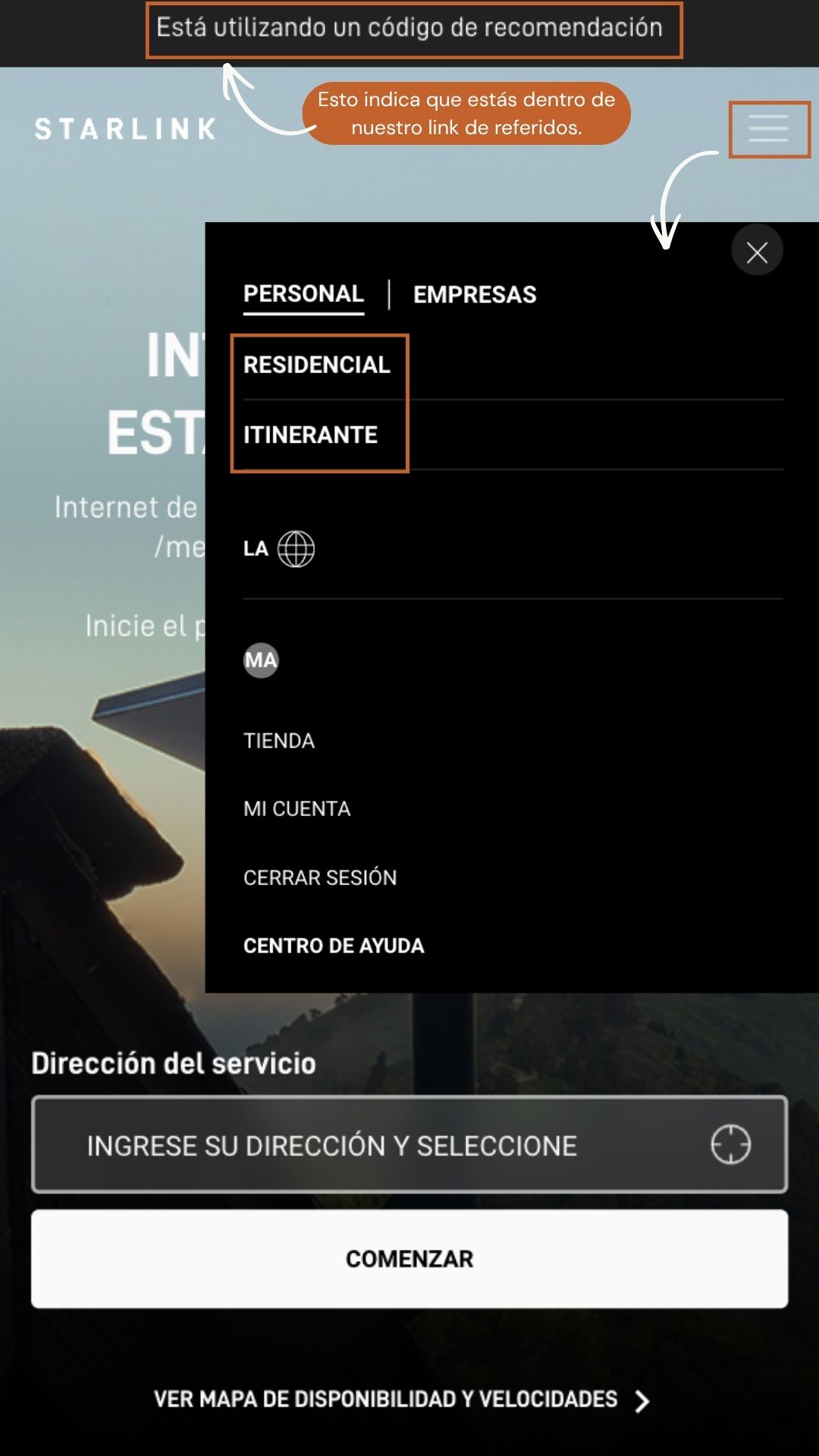 Paso a paso compra en celular menú